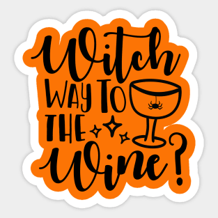 Womens Witch Way To The Wine Funny Halloween Witch Wine Sticker